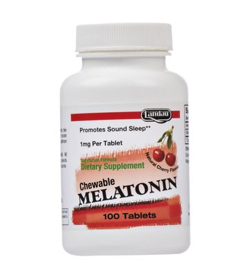Landau, Kosher Chewable MELATONIN 1mg, Promotes Sound Sleep, Cherry Flavor - 100 Tablets