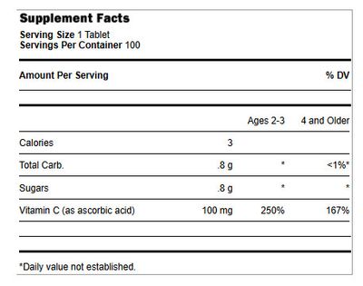 Landau, Kosher Chewable VITAMIN-C CANDY 100mg, Berry Flavor - 100 Tablets