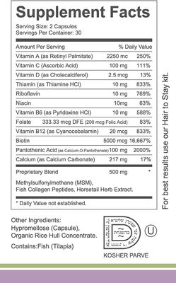 Lavenluv, Kosher Hair To Stay, COLLAGEN Protein Complex - 60 Vegetarian Capsules