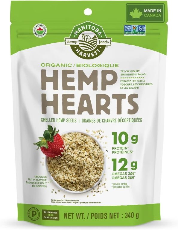 Manitoba Harvest, Organic HEMP HEARTS, Shelled Hemp Seeds, Nutty Flavour - 340g