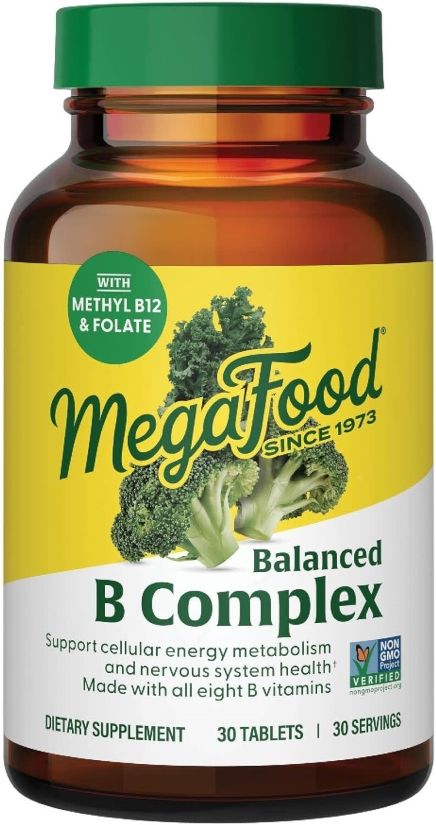 MegaFood, Kosher BALANCED B COMPLEX, Supports Cellular Energy Metabolism &amp; Nervous System Health - 30 Tablets