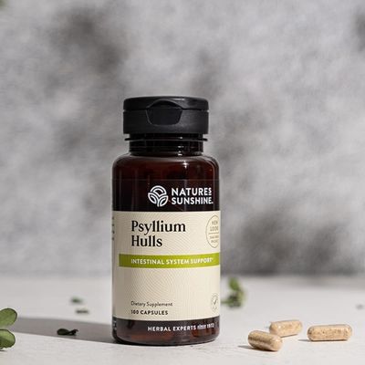 Nature's Sunshine, Kosher PSYLLIUM HULLS, Intestinal System Support - 100 Vegetarian Capsules