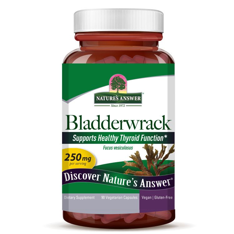 Natures Answer, Kosher BLADDERWRACK 250mg, Supports Healthy Thyroid Function - 90 Vegetarian Capsules