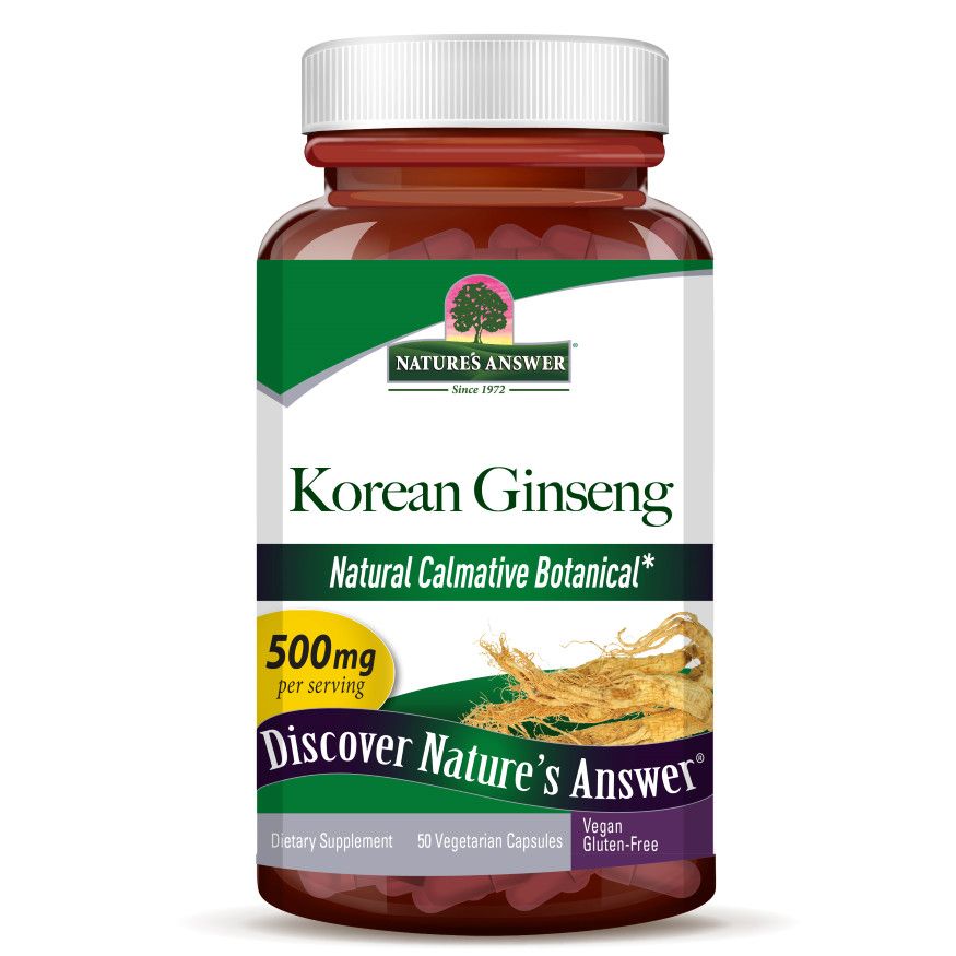 Natures Answer, Kosher KOREAN GINSENG 500mg, Natural Calmative Botanical - 50 Vegetarian Capsules