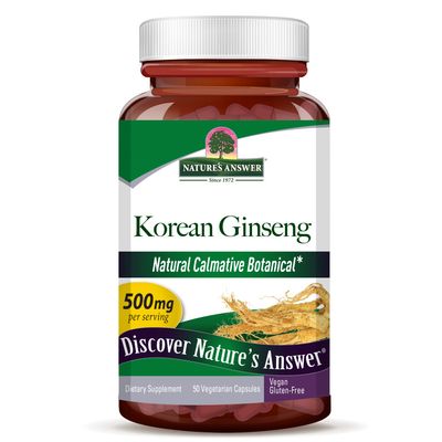 Natures Answer, Kosher KOREAN GINSENG 500mg, Natural Calmative Botanical - 50 Vegetarian Capsules