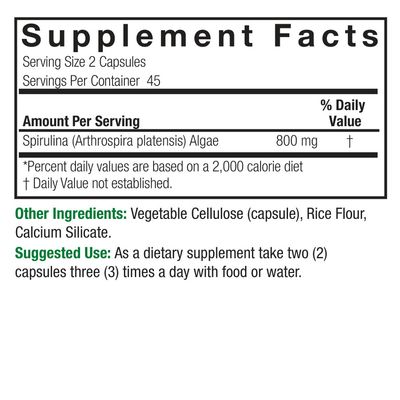 Natures Answer, Kosher SPIRULINA 800mg, Green Superfood - 90 Vegetarian Capsules
