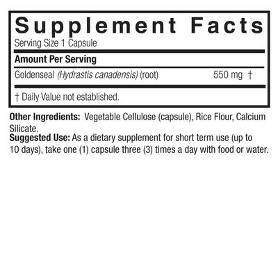 Natures Answer, Kosher GOLDENSEAL Root 550mg, Natural Antioxidant Benefits - 50 Vegetarian Capsules