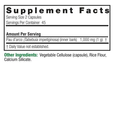 Natures Answer, Kosher PAU D'ARCO Inner Bark 1000mg, Healthy Immune Support - 90 Vegetarian Capsules