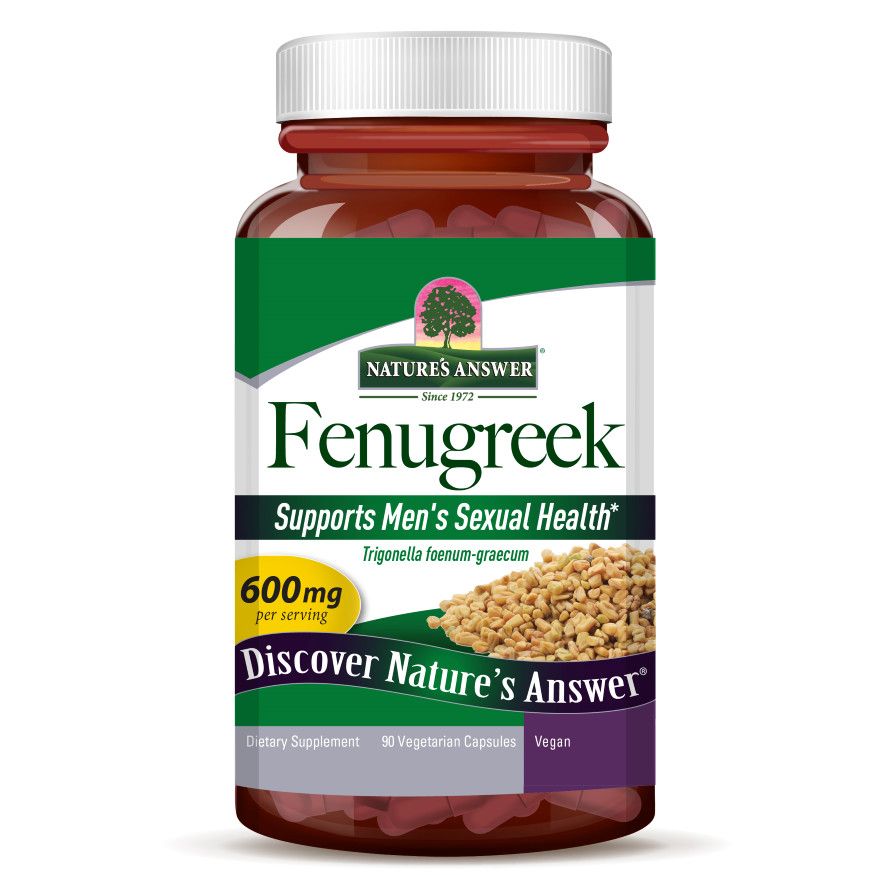 Natures Answer, Kosher FENUGREEK 600mg, Supports Men&#39;s Sexual Health - 90 Vegetarian Capsules
