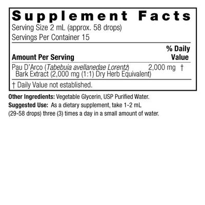 Natures Answer, Kosher PAU D'ARCO Inner Bark 2000mg, Healthy Immune Support, Alcohol-Free - 1 fl. oz (30 mL)