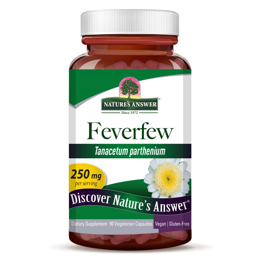 Natures Answer, Kosher FEVERFEW 250mg, Supports Overall Health &amp; Wellbeing - 90 Vegetarian Capsules