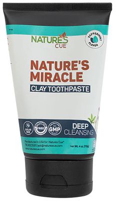 Natures Cue, Nature's Miracle, Miracle Clay, Clay Cream, CLAY TOOTHPASTE, Peppermint Flavor - 4 oz. (113g) Tube - Kosher for Passover