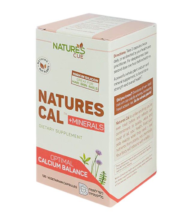 Natures Cue, Kosher NATURES CAL Plus +MINERALS, Optimal Plant Sourced Calcium Magnesium Formula - 120 Vegetarian Capsules - Kosher for Passover