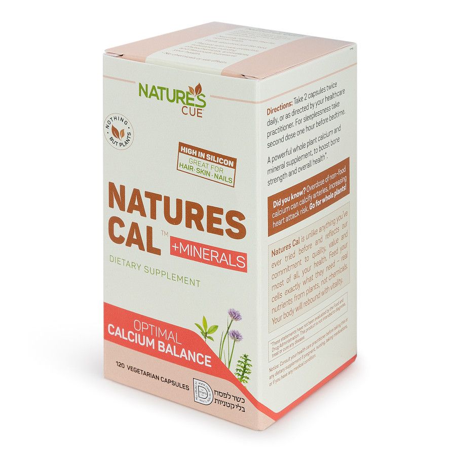 Natures Cue, Kosher NATURES CAL PLUS +MINERALS, Optimal Plant Sourced Calcium Magnesium Formula - 272 Vegetarian Capsules (240 + 32 free) - Kosher for Passover