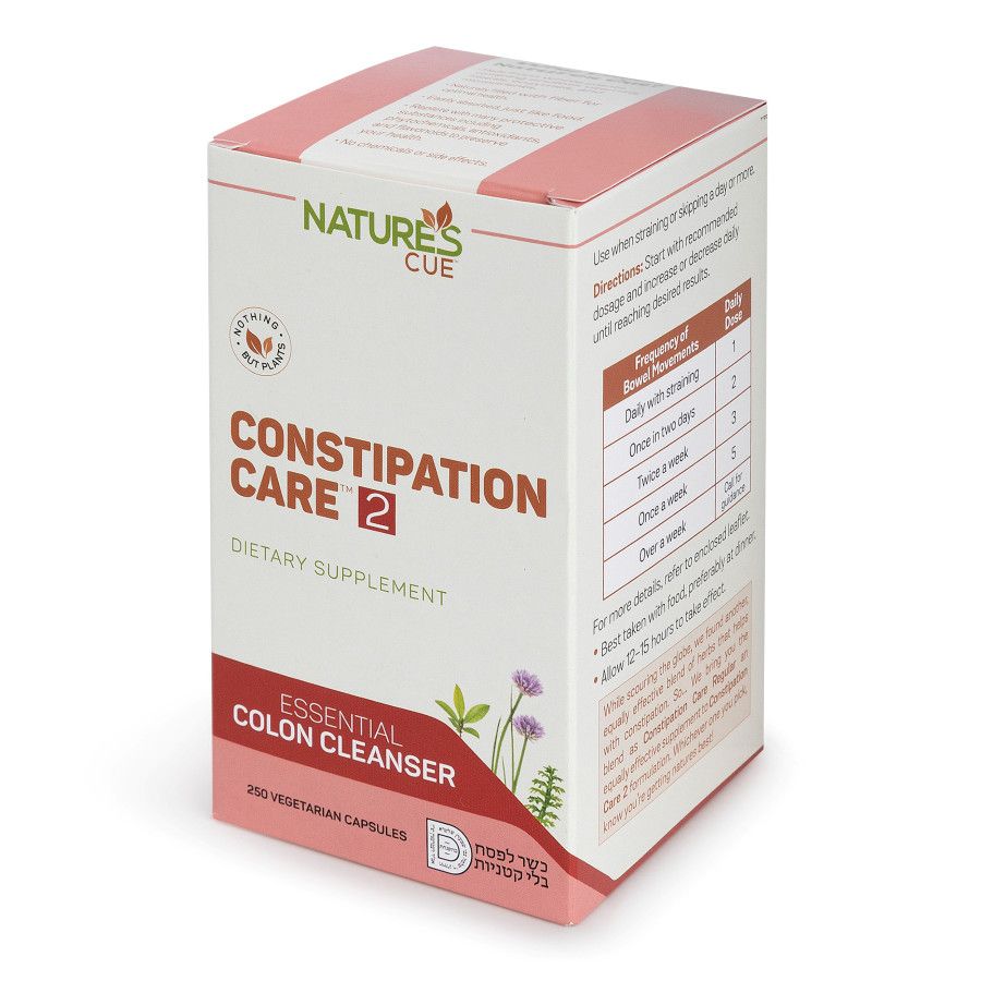 Natures Cue, CONSTIPATION CARE #2, Essential Colon Cleanser - 100 Vegetarian Capsules - Kosher for Passover