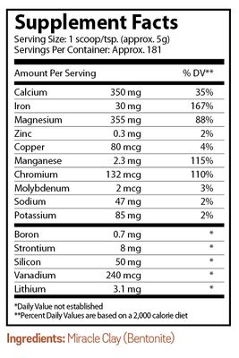 Natures Cue, Nature's Miracle, MIRACLE CLAY POWDER, Balance Body Systems - 32 oz. (907g) - Kosher for Passover