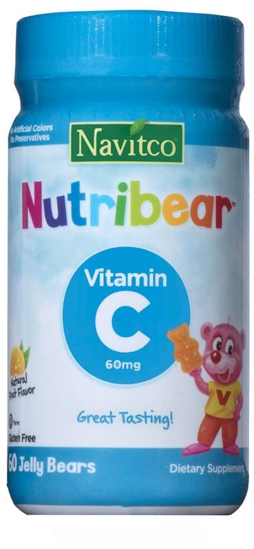 Navitco, Kosher NUTRIBEAR Vitamin C 100mg, Gummies, Fruit Flavor - 60 Jelly Bears