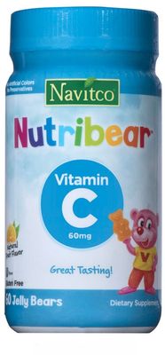 Navitco, Kosher NUTRIBEAR Vitamin C 100mg, Gummies, Fruit Flavor - 60 Jelly Bears