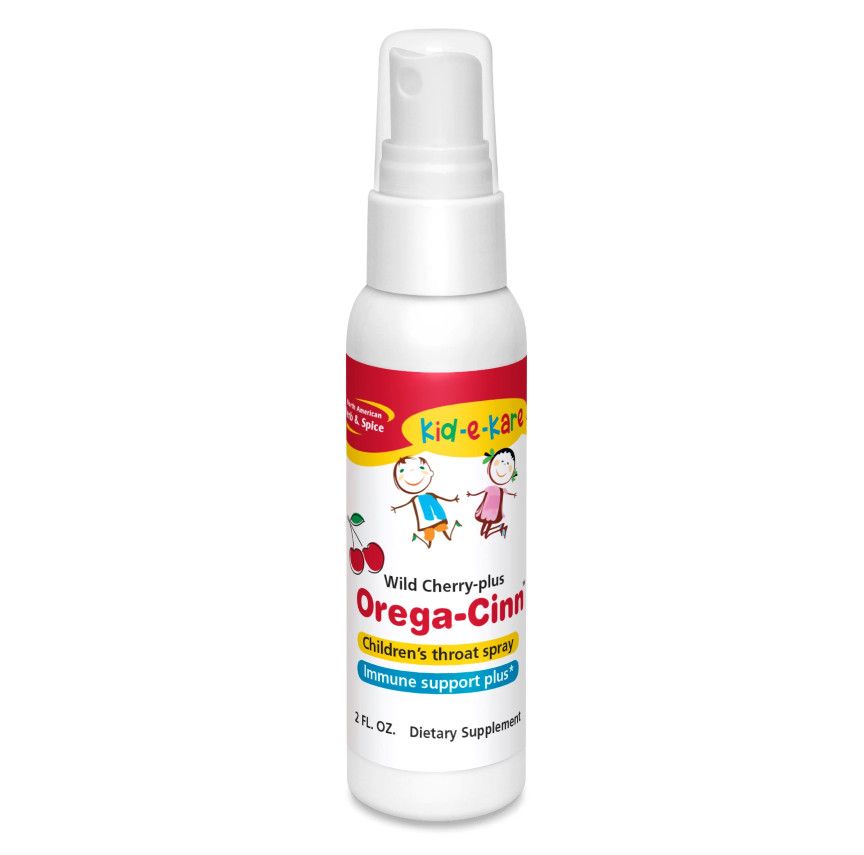 North American Herb &amp; Spice, Kid-E-Kare, Wild Cherry Plus OREGA-CINN, Children&#39;s Throat Spray - 2 fl. oz (60 mL)