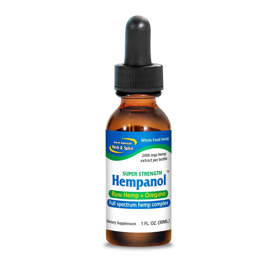 North American Herb &amp; Spice, Whole Food Hemp Super Strength HEMPANOL Oil, Raw Hemp + Oregano, 2000 mgs, Liquid - 1 fl. oz (30 mL)
