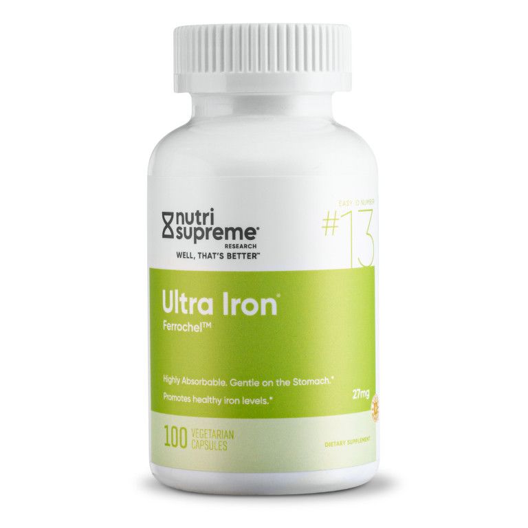 Nutri Supreme, Kosher ULTRA IRON Ferrochel, 27mg Iron - 100 Vegetarian Capsules #13