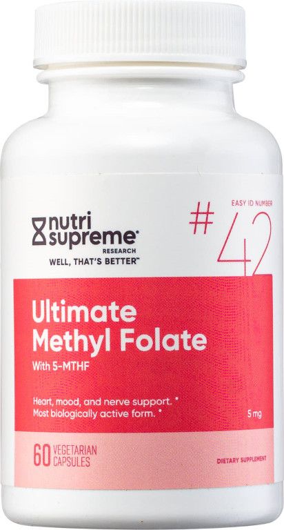 Nutri Supreme, Kosher ULTIMATE METHYL FOLATE (MTHF) 5mg - 60 Vegetarian Capsules #42