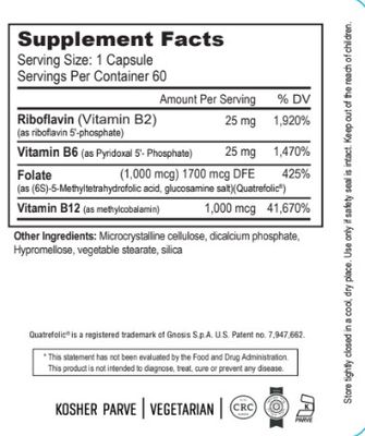 Nutri Supreme, Kosher B6, B12 &amp; FOLATE (5-MTHF) Plus B2 (R-5-P) - 60 Vegetarian Capsules #21