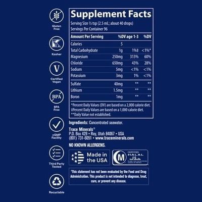 Trace Minerals, CONCENTRACE Trace Mineral Drops, Provides Essential Hydration - 8 fl. oz (237 mL)