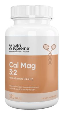 Nutri-Supreme, Kosher CAL MAG 3:2 with Vitamin D3 &amp; K2, Promotes Healthy Bone Density - 120 Tablets #61