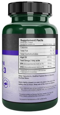 Mediterranean Balance, Kosher VEGAN OMEGA 3, Ultra Potent High EPA 720mg &amp; DHA 480mg - 60 Softgels (Same as Nutri Supreme Omega Supreme)