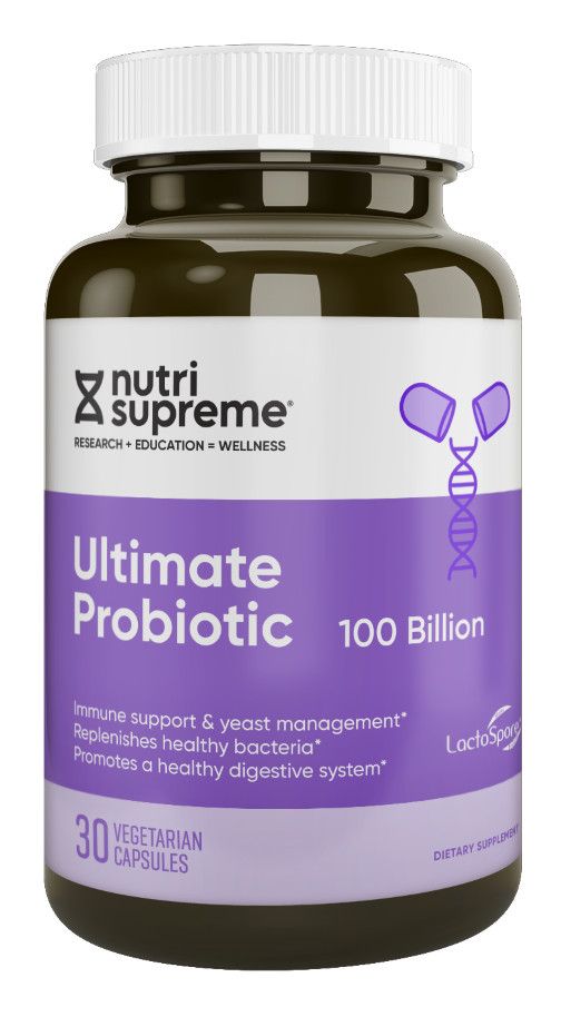 Nutri Supreme, Kosher ULTIMATE PROBIOTIC 100 Billion, Immune Support &amp; Yeast Management - 30 Vegetarian Capsules #142