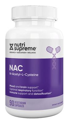 Nutri Supreme, Kosher NAC (N-Acetyl-L-Cysteine) 600mg, Mood & Brain Support - 90 Vegetarian Capsules #91 Nutri Supreme, Kosher NAC (N-Acetyl-L-Cysteine) 600mg, Mood & Brain Support - 90 Vegetarian Capsules #91