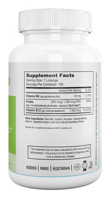 Nutri Supreme, Kosher B12 METHYL LOZENGES (Methylcobalamin) 1000mcg, With B6 &amp; Methyl Folate (Folic Acid 800mcg) Strawberry Flavor, Chewable - 100 Lozenges #15