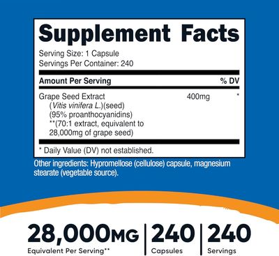 Nutricost, GRAPE SEED EXTRACT 28,000mg - 240 Capsules