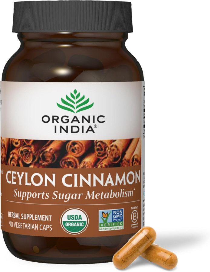 Organic India USA, Organic CEYLON CINNAMON, Supports Sugar Metabolism - 90 Vegetarian Capsules