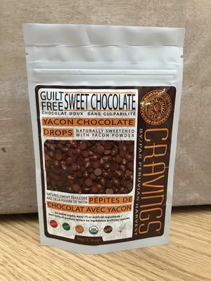 UHTCO, Peruvian Harvest, CRAVINGS, YACON CHOCOLATE DROPS, Guilt Free Sweet Chocolate - 50 grams (1.76 oz.)