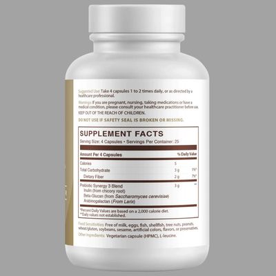 ProDermix, Kosher PREBIOTIC SYNERGY 3, Probiotic Multiplier - 100 Vegetarian Capsules