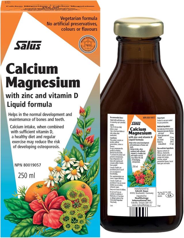 Salus, CALCIUM MAGNESIUM, Helps In The Normal Development &amp; Maintenance Of Bones &amp; Teeth, Liquid - 250 mL