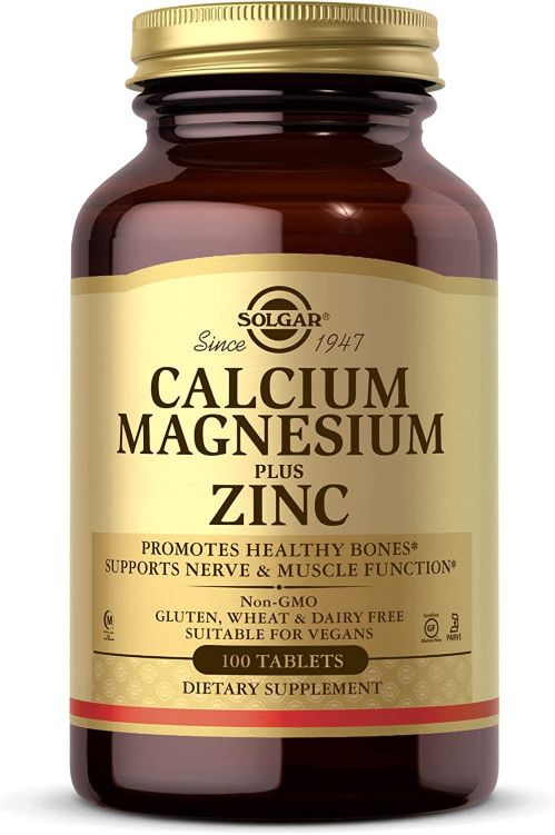 Solgar, Kosher CALCIUM MAGNESIUM Plus ZINC, Promotes Healthy Bones - 100 Tablets