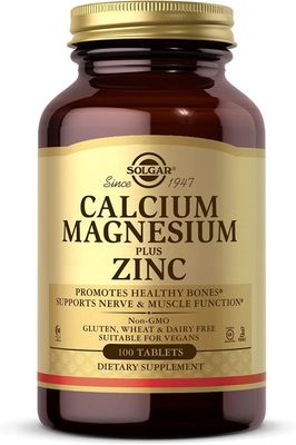 Solgar, Kosher CALCIUM MAGNESIUM Plus ZINC, Promotes Healthy Bones - 100 Tablets