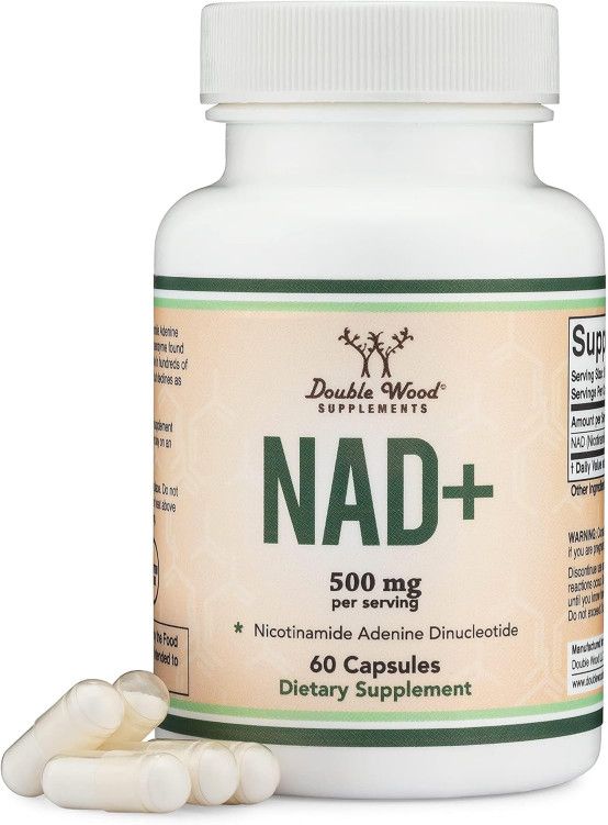 Double Wood Supplements, NAD+ Nicotinamide Adenine Dinucleotide 500mg, Anti Aging &amp; Cell Regeneration - 60 Vegetarian Capsules