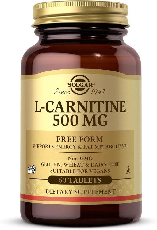 Solgar, Kosher L-CARNITINE 500mg, Free Form, Supports Energy &amp; Fat Metabolism - 60 Tablets