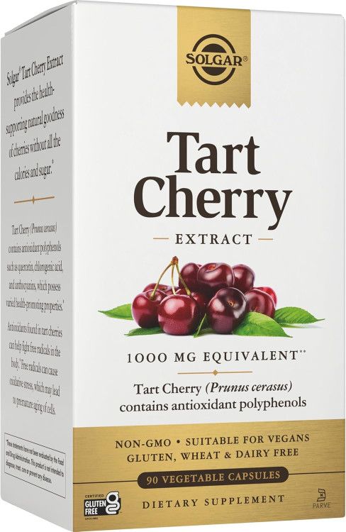Solgar, Kosher TART CHERRY EXTRACT 1000mg, Natural Source Of Polyphenol Antioxidants - 90 Vegetarian Capsules