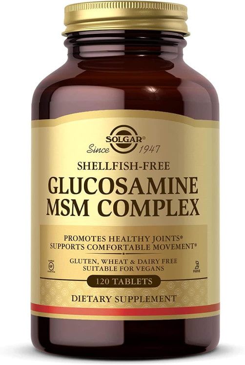 Solgar, Kosher GLUCOSAMINE MSM COMPLEX, Shellfish-Free, Promotes Healthy Joints &amp; Supports Comfortable Movement - 120 Tablets