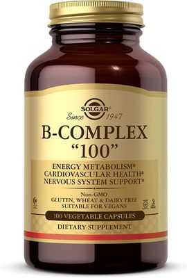 Solgar, Kosher B-COMPLEX 100mg, For Energy Metabolism - 100 Vegetarian Capsules