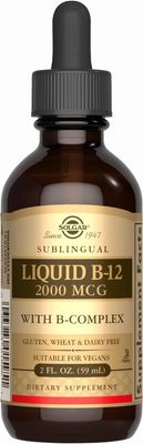 Solgar, Kosher SUBLINGUAL B12 2000mcg, With B-Complex, Supports Production of Energy, Liquid - 2 fl. oz (59 mL) Solgar, Kosher SUBLINGUAL B12 2000mcg, With B-Complex, Supports Production of Energy, Liquid - 2 fl. oz (59 mL)