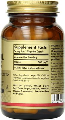 Solgar, Kosher INOSITOL 500mg, Supports Brain &amp; Nerve Function - 100 Vegetarian Capsules