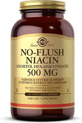 Solgar, Kosher NO-FLUSH NIACIN (Inositol Hexanicotinate) 500mg, Nervous System Support - 250 Vegetarian Capsules