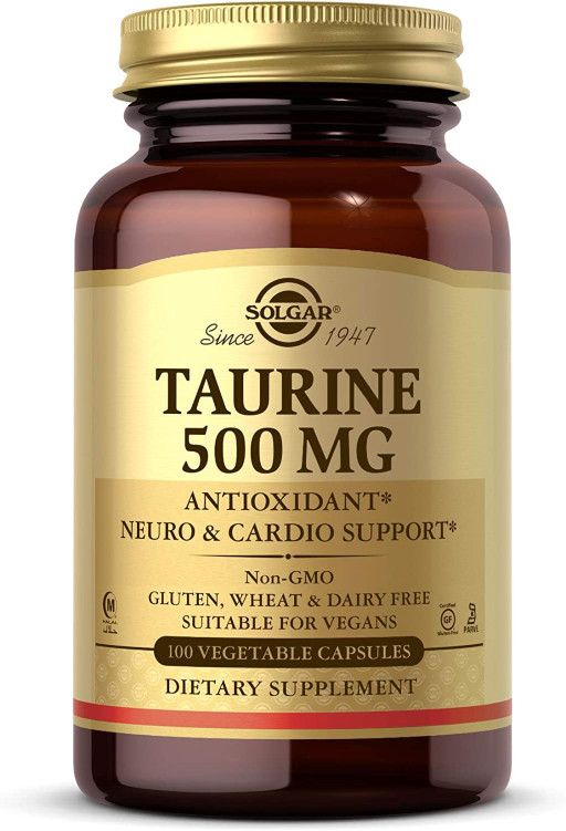Solgar, Kosher TAURINE 500mg, Neuro &amp; Cardio Support - 100 Vegetarian Capsules