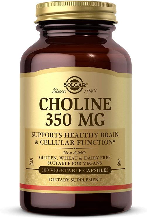 Solgar, Kosher CHOLINE 350mg, Supports Healthy Brain &amp; Cellular Function - 100 Vegetarian Capsules